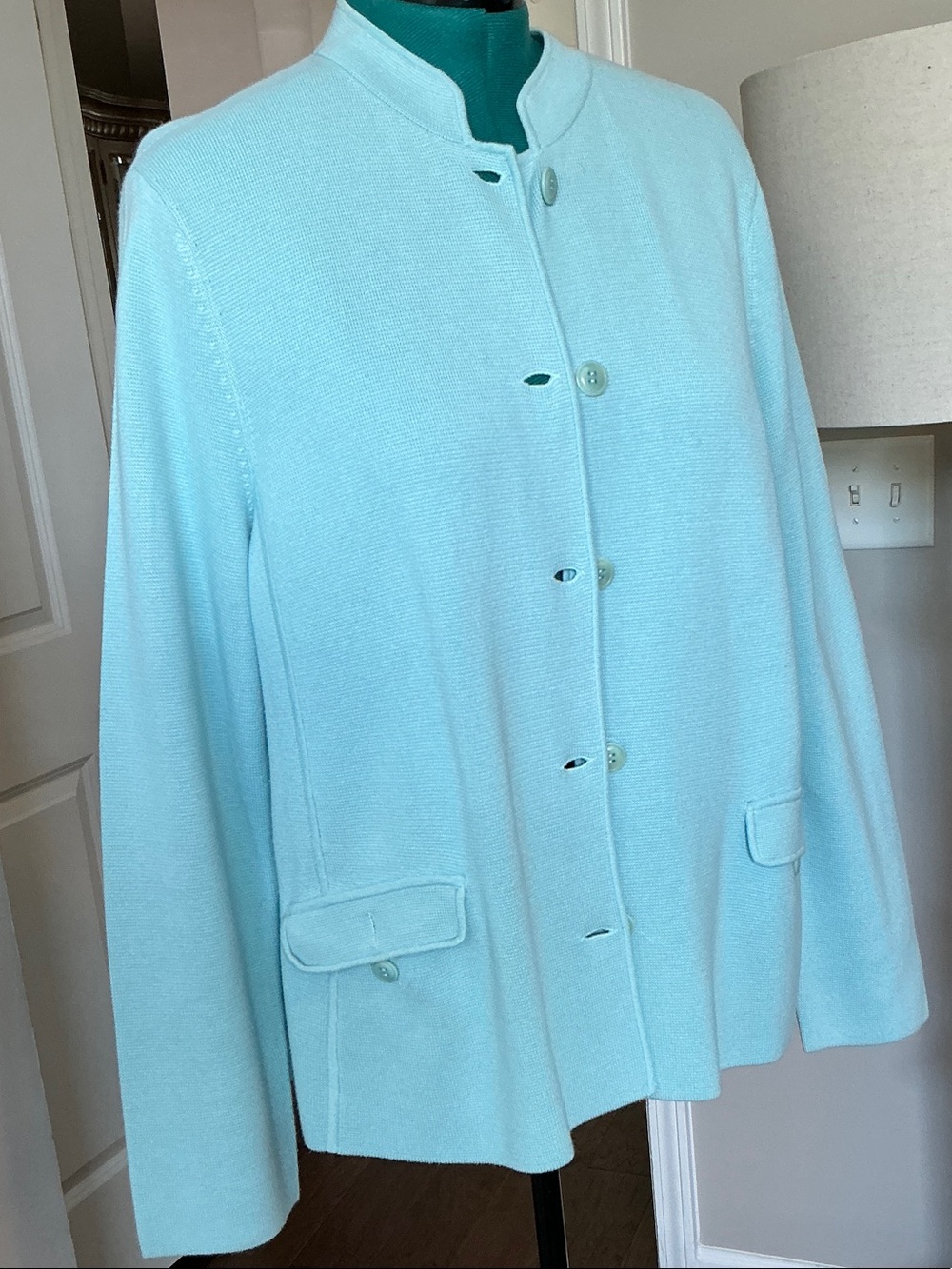 Women’s Lightweight Stand-Collar Jacket in Light Aqua & Pink